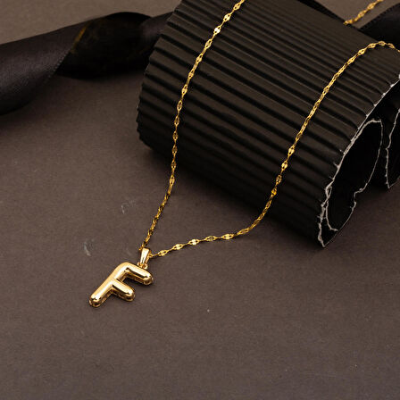 14 Ayar Altın Balon F Harfi Kolye