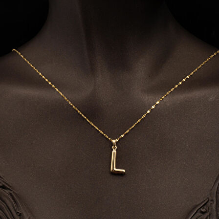 14 Ayar Altın Balon L Harfi Kolye