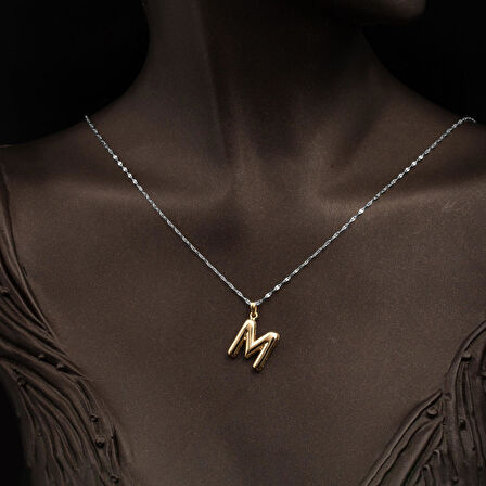 M Balon Harf 14 Ayar Altın Kolye Ucu