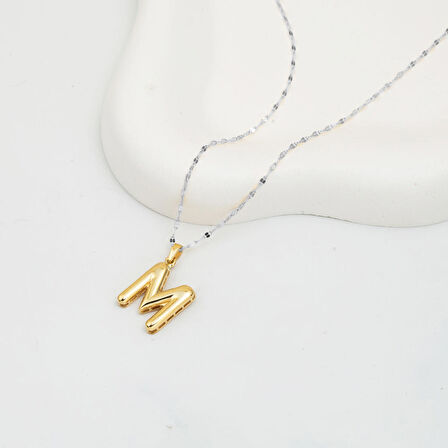 M Balon Harf 14 Ayar Altın Kolye Ucu