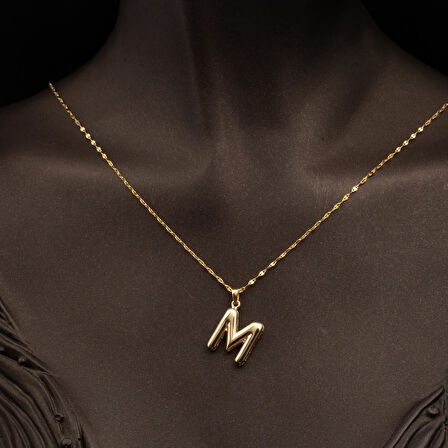 M Balon Harf 14 Ayar Altın Kolye