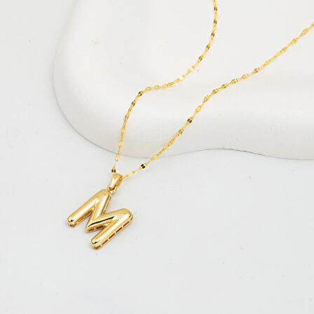 M Balon Harf 14 Ayar Altın Kolye