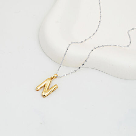 N Balon Harfi 14 Ayar Altın Kolye Ucu