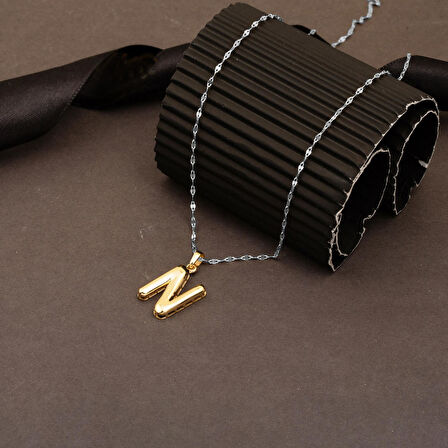 N Balon Harfi 14 Ayar Altın Kolye Ucu