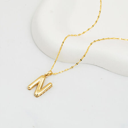 N Balon Harfi 14 Ayar Altın Kolye