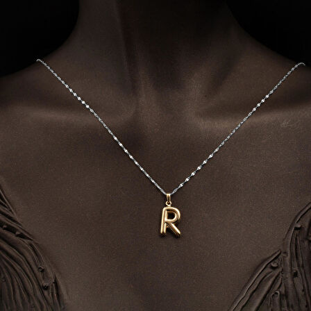 14 Ayar Altın Balon R Harfi Kolye Ucu