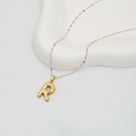 14 Ayar Altın Balon R Harfi Kolye Ucu