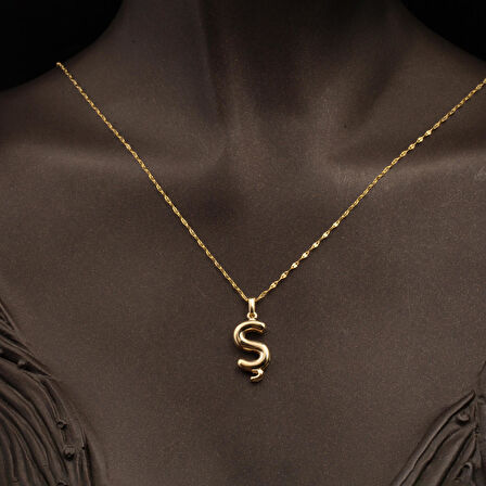 Altın 14 Ayar Balon Ş Harfi Kolye