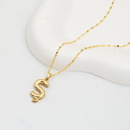 Altın 14 Ayar Balon Ş Harfi Kolye