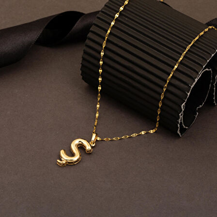 Altın 14 Ayar Balon Ş Harfi Kolye