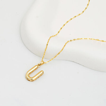 14 Ayar Altın Balon U Harf Kolye