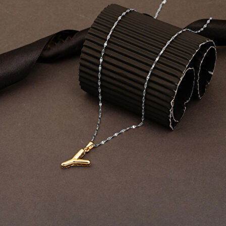 Balon Formlu Y Harfi Kolye Ucu 14 Ayar Altın