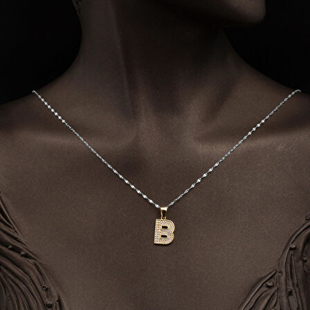 B Baş Harfi 14 Ayar Altın Kolye Ucu