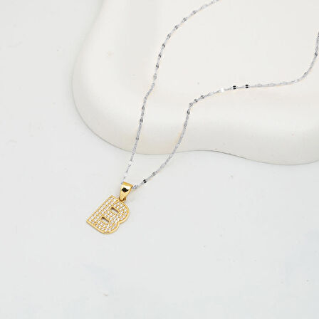 B Baş Harfi 14 Ayar Altın Kolye Ucu