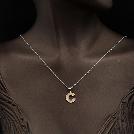 C Harfi 14 Ayar Altın Kolye Ucu