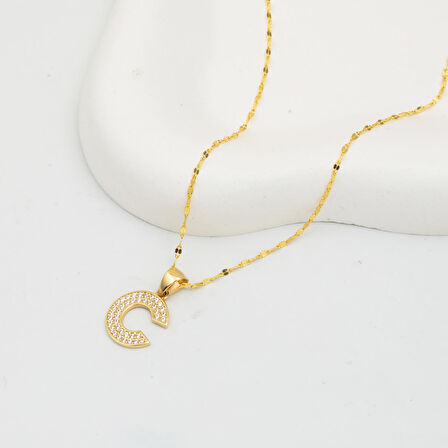 C Harfi 14 Ayar Altın Kolye