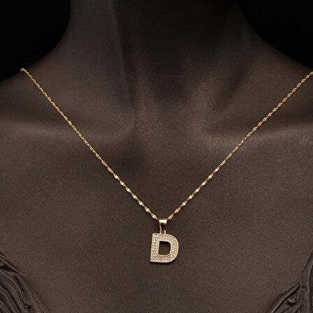 14 Ayar Altın D Harfi Kolye