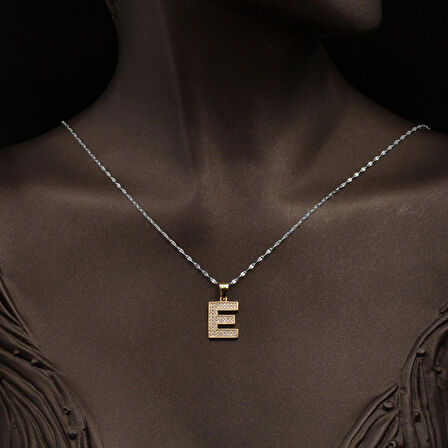 E Baş Harfi 14 Ayar Altın Kolye Ucu