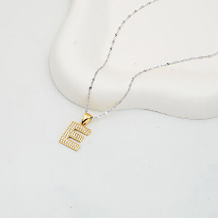 E Baş Harfi 14 Ayar Altın Kolye Ucu