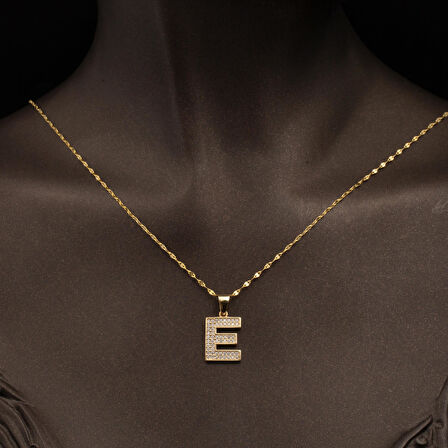 E Baş Harfi 14 Ayar Altın Kolye