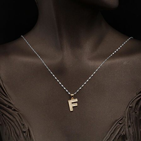 F Harfi Kolye Ucu 14 Ayar Altın