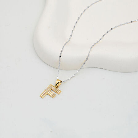 F Harfi Kolye Ucu 14 Ayar Altın