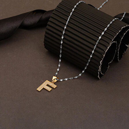 F Harfi Kolye Ucu 14 Ayar Altın