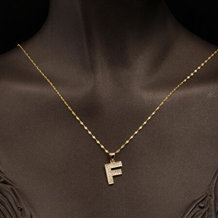 F Harfi Kolye 14 Ayar Altın