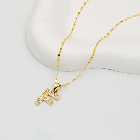 F Harfi Kolye 14 Ayar Altın