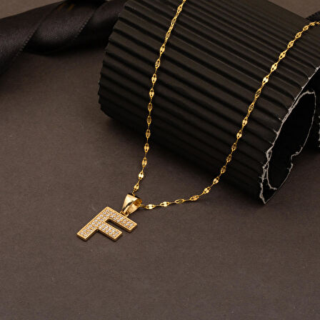 F Harfi Kolye 14 Ayar Altın