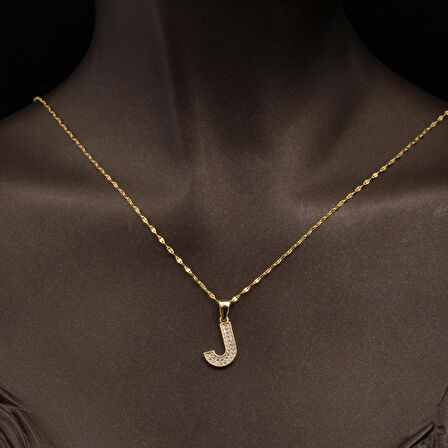 14 Ayar J Harf Altın Kolye