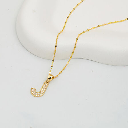 14 Ayar J Harf Altın Kolye