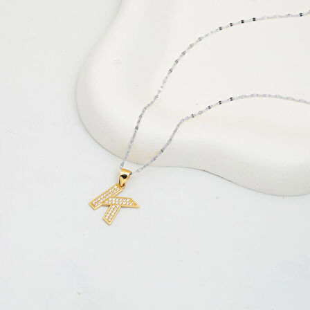 K Harfi Altın Kolye Ucu 14 Ayar