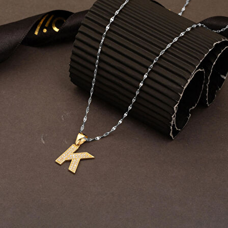 K Harfi Altın Kolye Ucu 14 Ayar