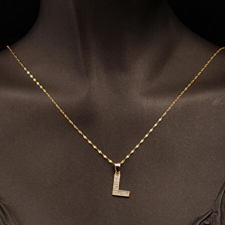 L Baş Harfi 14 Ayar Altın Kolye