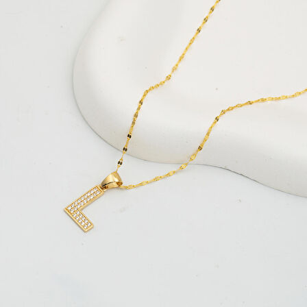 L Baş Harfi 14 Ayar Altın Kolye