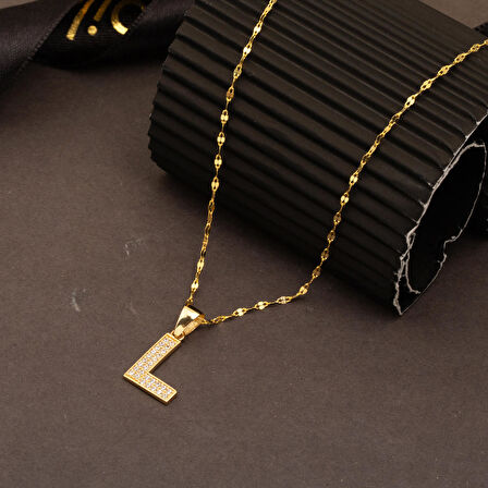 L Baş Harfi 14 Ayar Altın Kolye