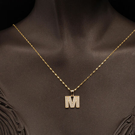 14 Ayar Altın M Harfi Kolye