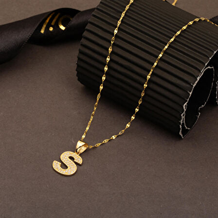 S Harf 14 Ayar Altın Kolye