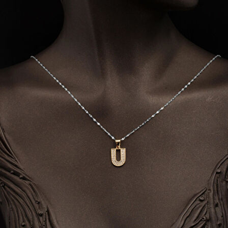 U Baş Harfi 14 Ayar Altın Kolye Ucu