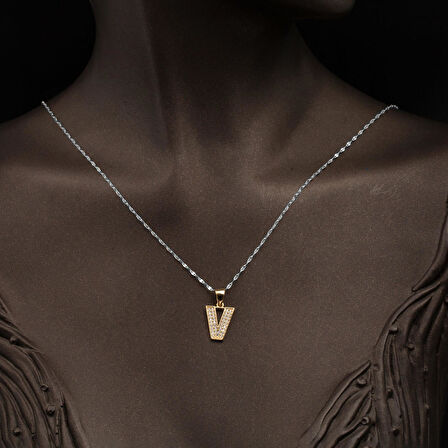 V Harfi 14 Ayar Altın Kolye Ucu