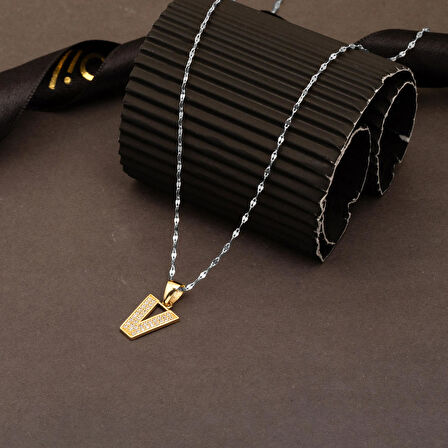 V Harfi 14 Ayar Altın Kolye Ucu