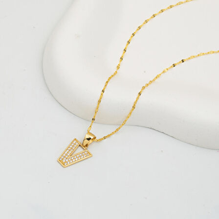 V Harfi 14 Ayar Altın Kolye