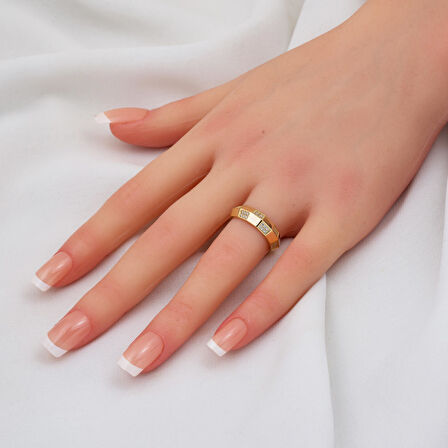 Ekose 14 Ayar Altın Yüzük