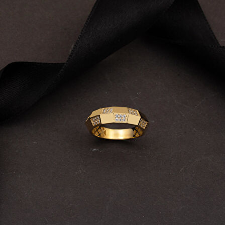 Ekose 14 Ayar Altın Yüzük