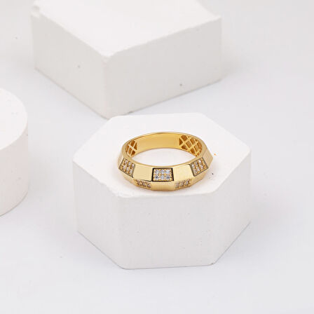 Ekose 14 Ayar Altın Yüzük