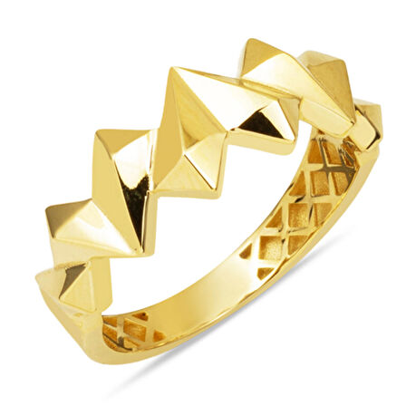 Prizma Kalp Tasarım 14 Ayar Altın Yüzük