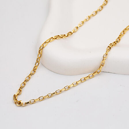 55 cm. Halkalı Ataç Altın Zincir Kolye