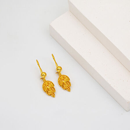 Defne Yaprağı 14 Ayar Altın Küpe