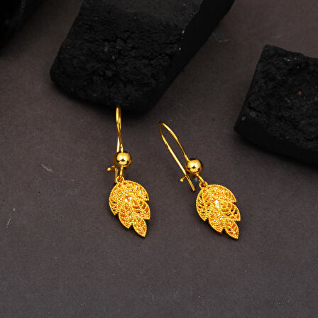 Defne Yaprağı 14 Ayar Altın Küpe